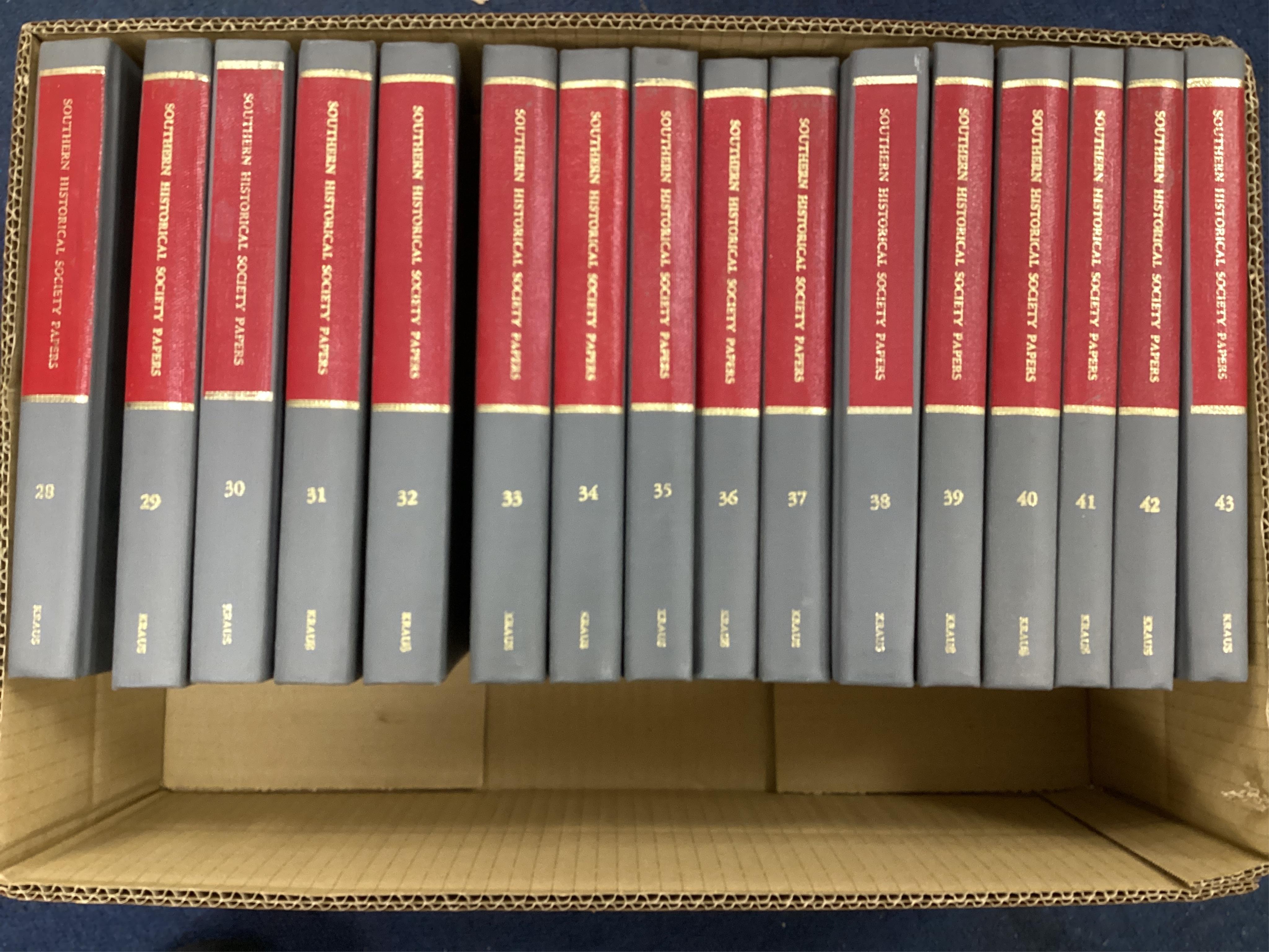 Southern Historical Papers ... reprint edition, 52 vols. original cloth with red labels. New York: Kraus Reprint Co., 1977